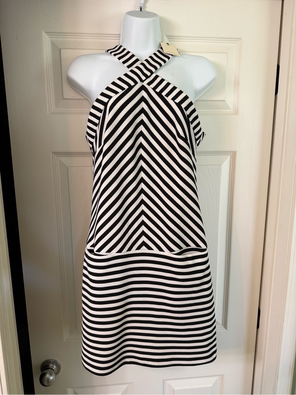 Trina Turk Alicina Striped Halter Shift Mod Mini Dress